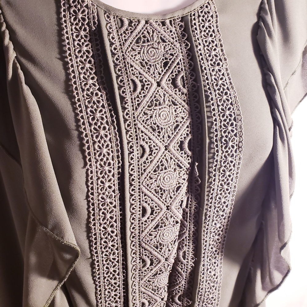 Olive Green Ruffle Blouse - Picture 5 of 7
